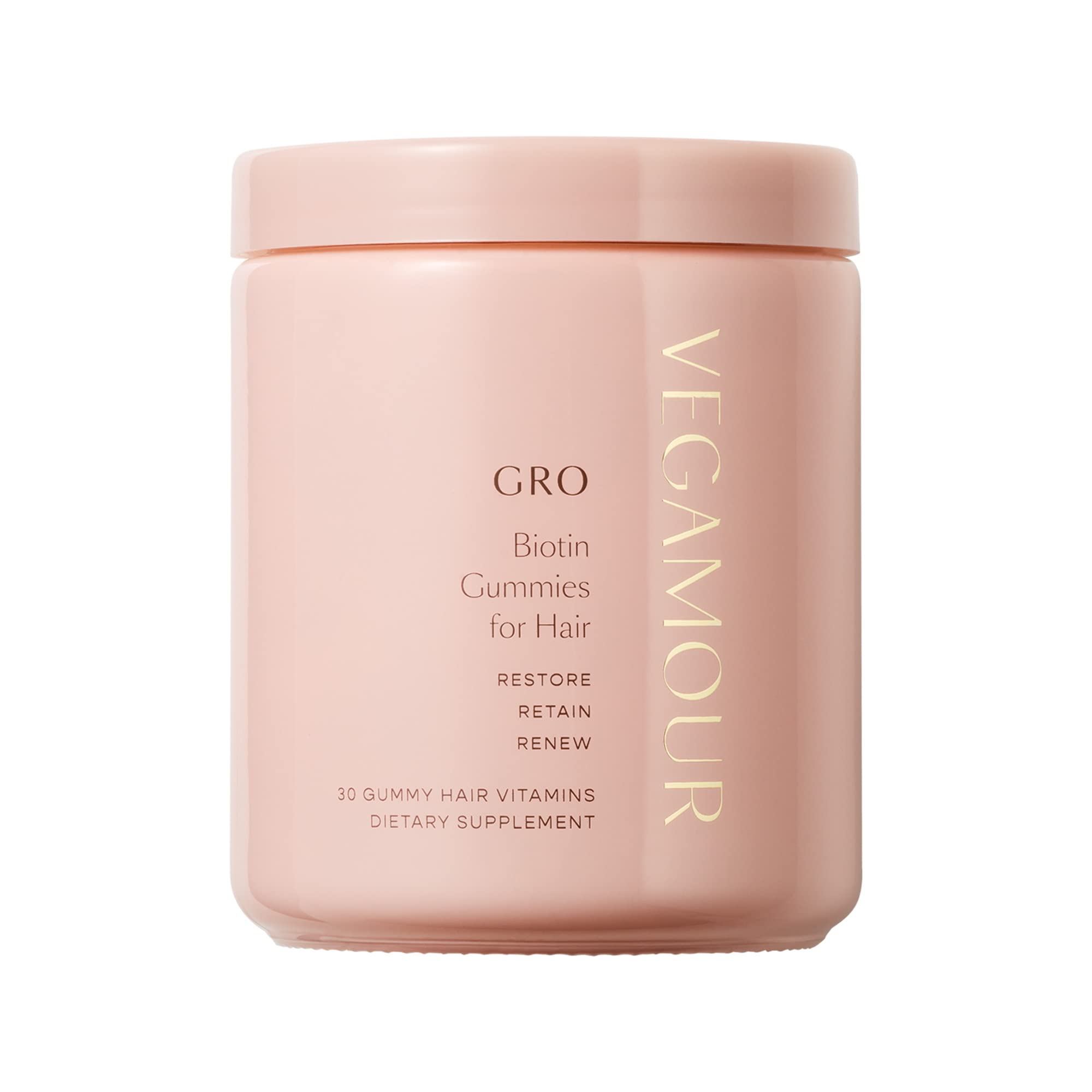 VEGAMOUR GRO Biotin Gummies, Strawberry Flavor with 5000 mcg Biotin, Supports 