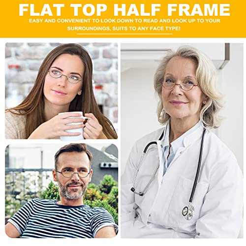 Yiwaeye 3 Pack Half Moon Reading Glasses Anti Blue Light UV, Half Frame Semi Lens Slim Yiwaeye