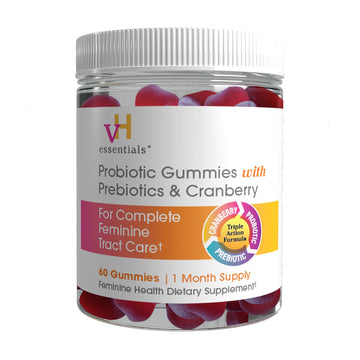 vH essentials Probiotic Gummies with Prebiotics & Cranberry, Concentrated Extract