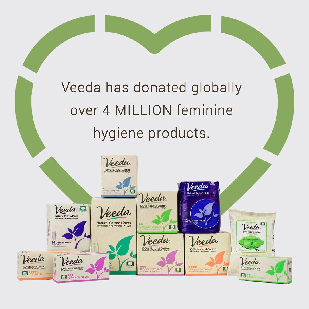 Veeda 100% Natural Cotton PH Balanced Hypoallergenic Feminine Wet Wipes, Safe Cleansing Cloths Veeda