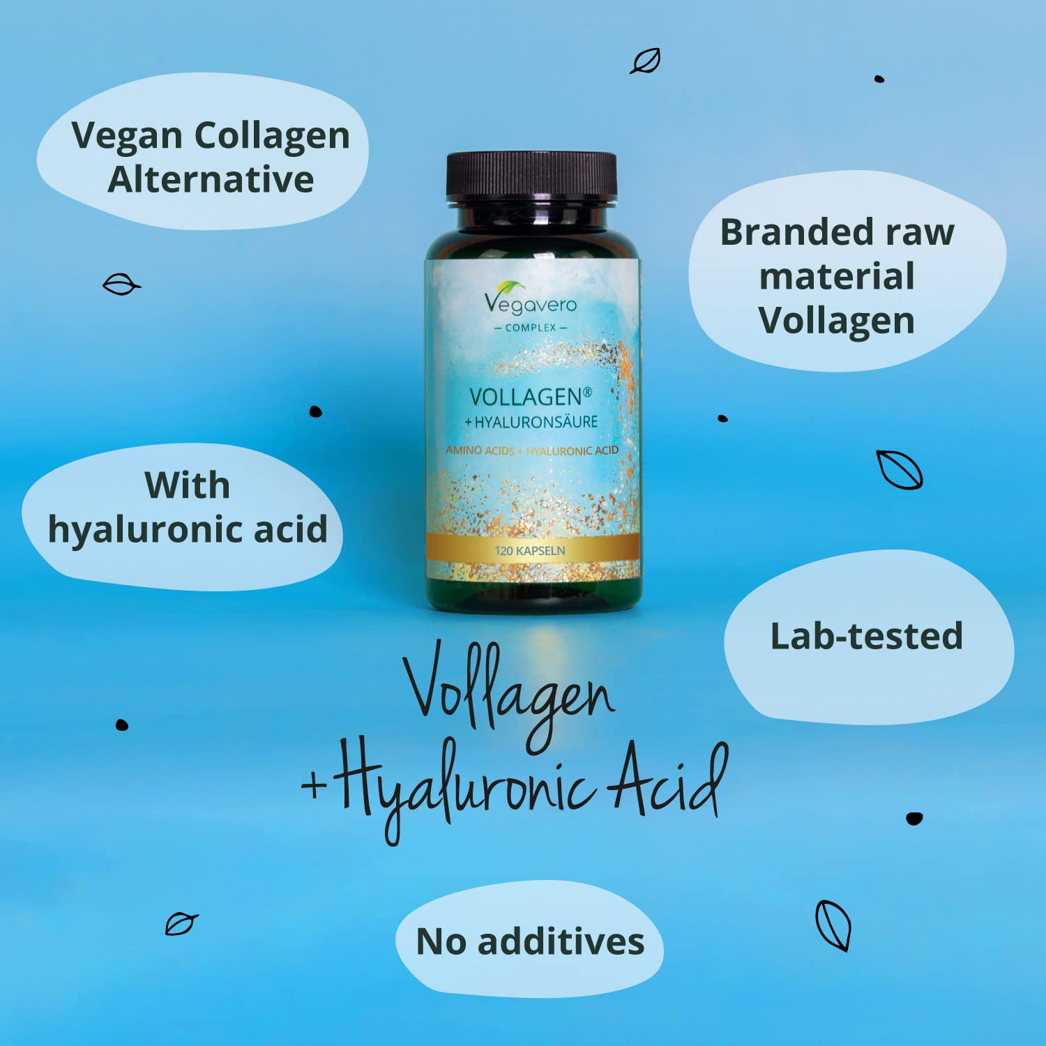 Vegavero Vegan Collagen Complex + Hyaluronic Acid | NO Additives | Vegan Collagen Powder Vollagen® Vegavero