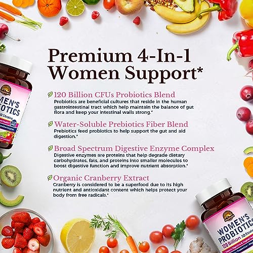 VITALITOWN Women's Probiotics 120 Billion CFUs 1 Daily, 30 Strains, with Prebiotics VITALITOWN