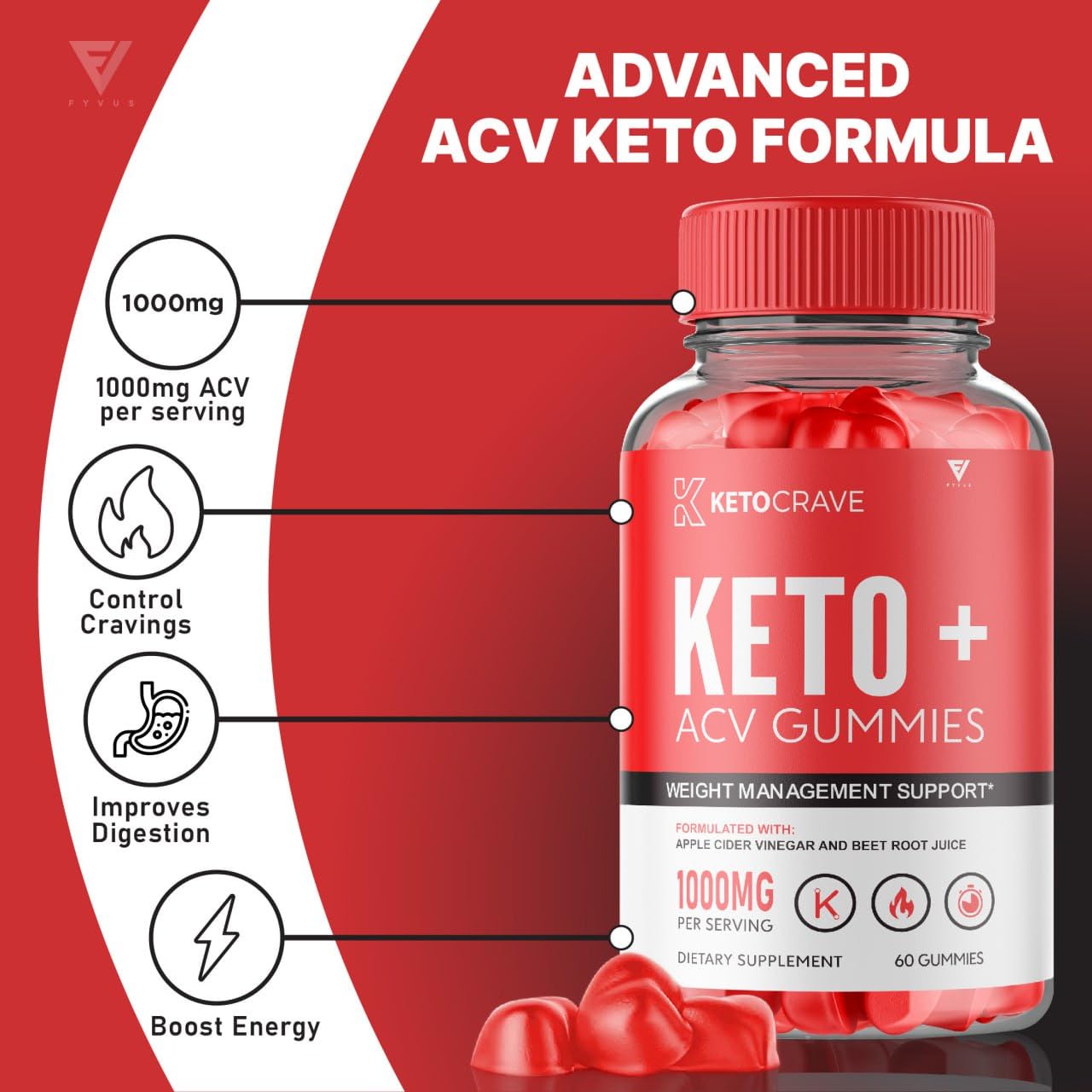 (3 Pack) Keto Crave ACV Gummies Kelly Clarkson, Ketocrave Keto + ACV Gummies Advanced Fyvus