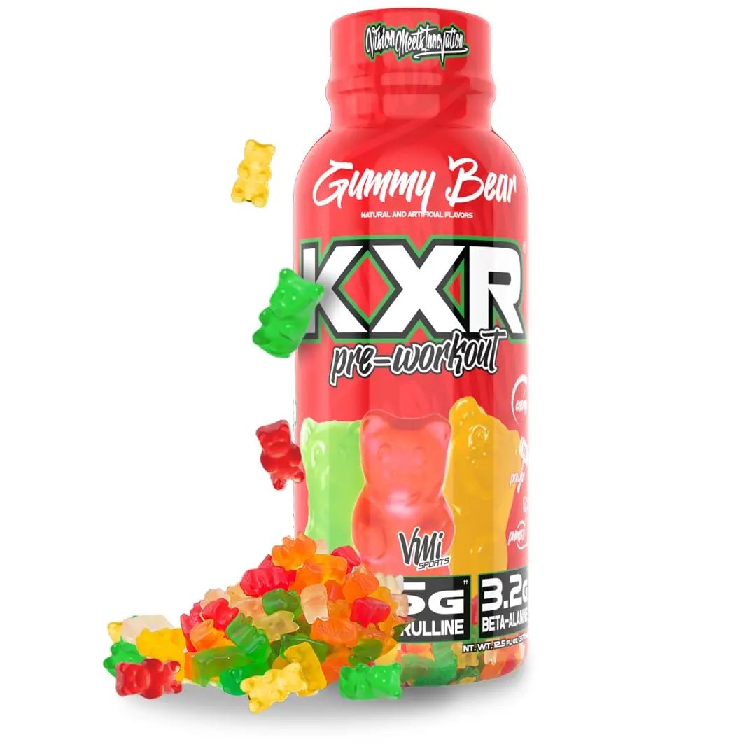 VMI Sports KXR High Stimulant Pre-Workout Energy Ready to Drink 400mg Caffeine, 6g Citrulline, 3.2g Beta-Alanine | Delicious – Convenient – Powerful | 12.5 oz Bottles (Gummy Bear, 12 Bottles)