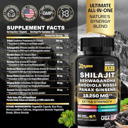 Zoyava Shilajit Pure Himalayan 9000MG,Energy Booster Ashwagandha 2000MG Zoyava