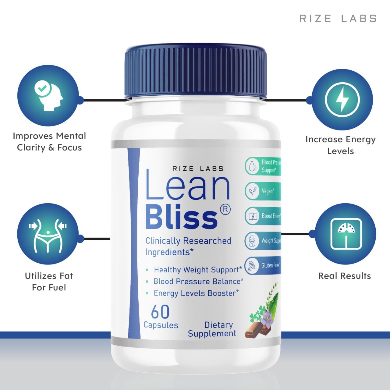 (3 Pack) Lean Bliss Weight Loss Pills, Lean Bliss Fat Burning Formula, LeanBliss Advanced rize labs