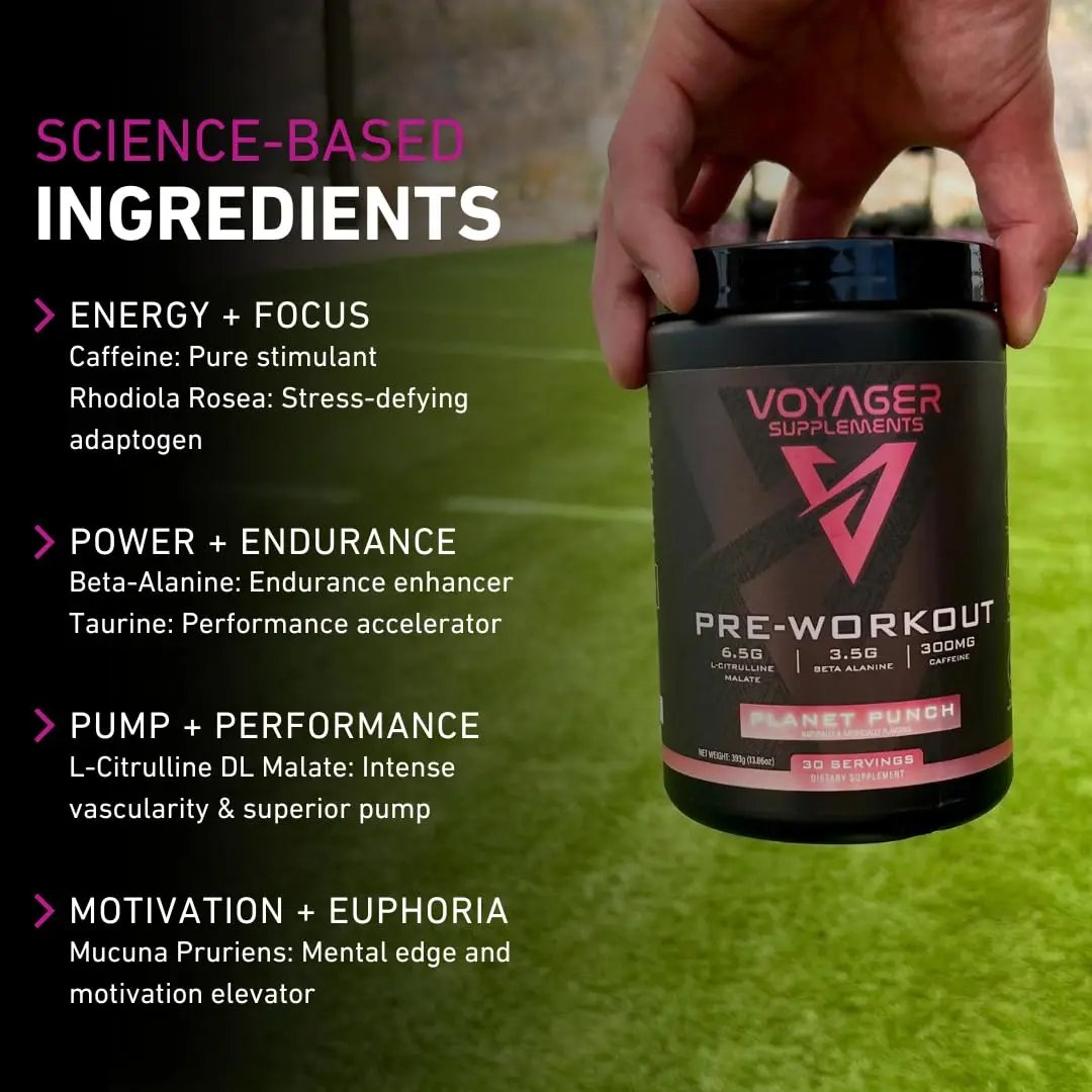 Voyager Supplements Pre-Workout Powder | Rocket Razz | Intense Pump | Maximized Energy | G-Force Strength | Laser Focus | Science-Backed & Gym Proven | 30 Servings
