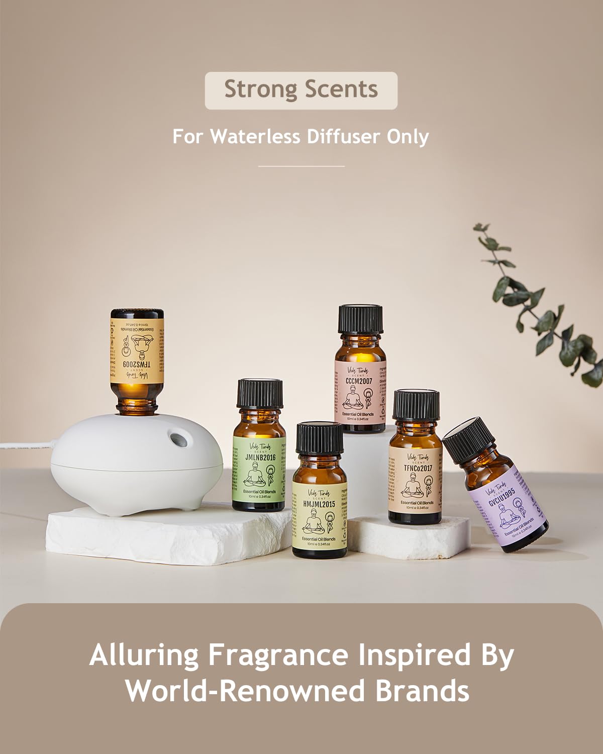 VTS Waterless Diffuser with Classic Perfume Scent Essential Oils Set, Perfume Collection VEDA TINDA SCENT