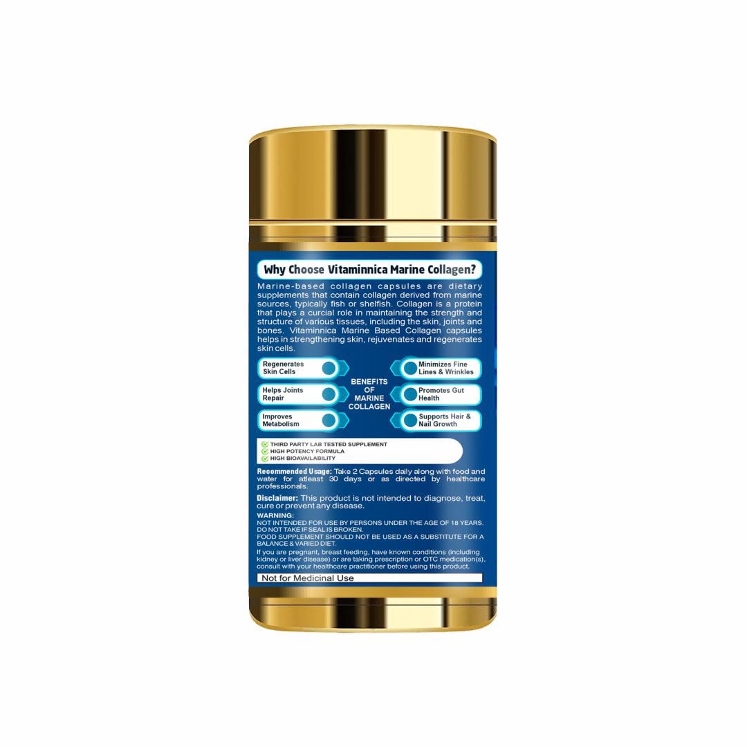 Vitaminnica Marine Collagen Capsules with Hyaluronic Acid & Vitamin C - Skin, Hair, Bones & Joints Vitaminnica Because your Health Matters