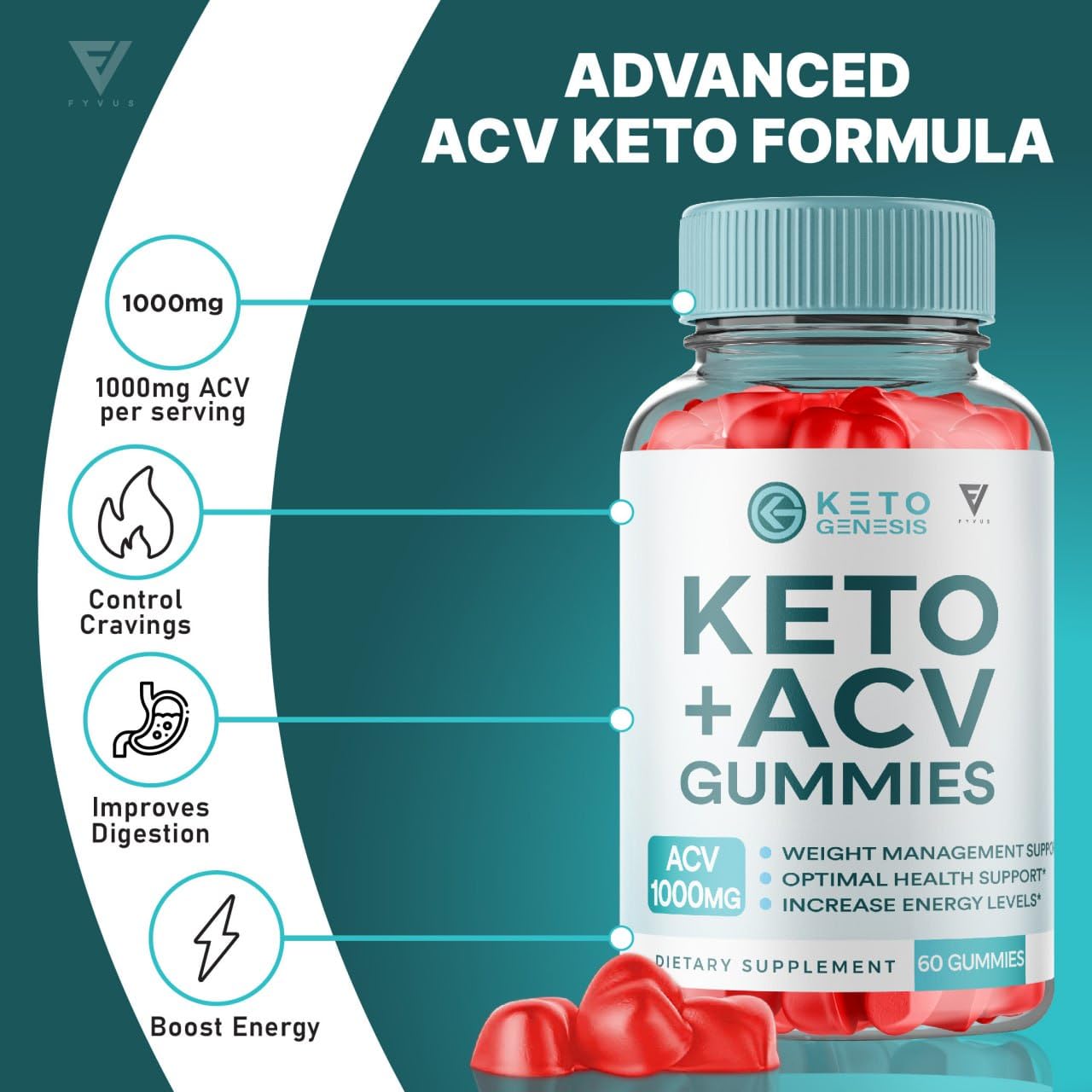 (2 Pack) Keto Genesis Keto ACV Gummies Advanced Weight Loss, Ketogenesis Keto Fyvus
