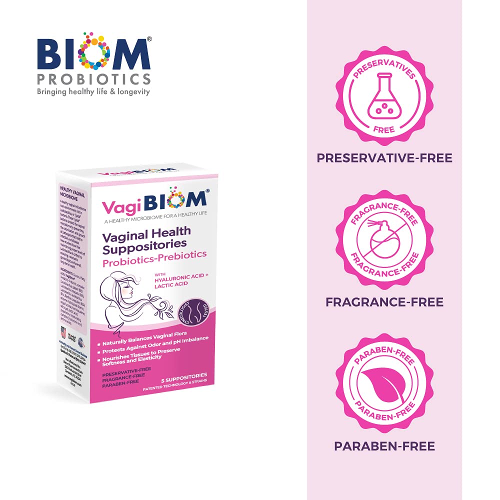 VagiBiom Lactobacillus Suppository: Microbiome Flora balance and Odor Control Regimen VagiBiom