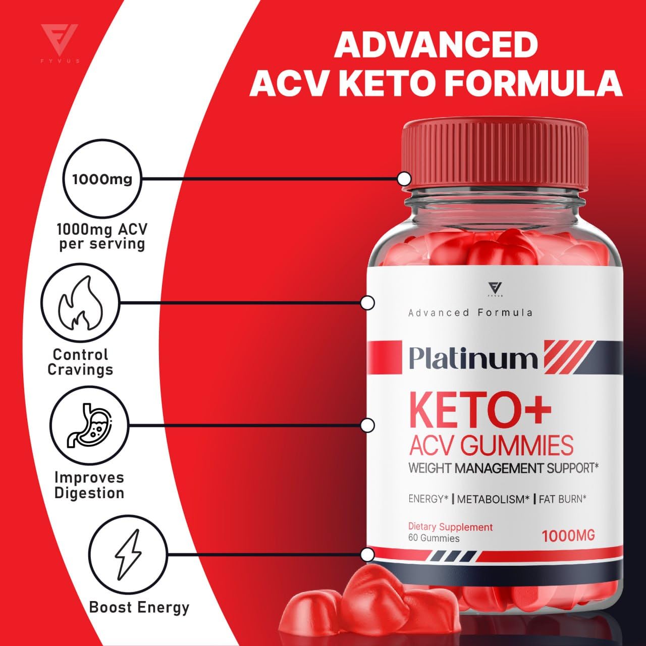 (3 Pack) Platinum Keto ACV Gummies, Platinum Keto ACV Gummies Advanced Weight Loss Kohzie