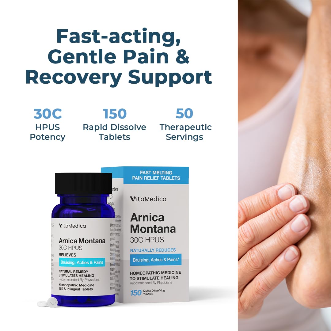 VitaMedica Arnica Montana 30C Rapid Dissolve Tablets for Natural Pain, Bruising, and Swelling Support VitaMedica