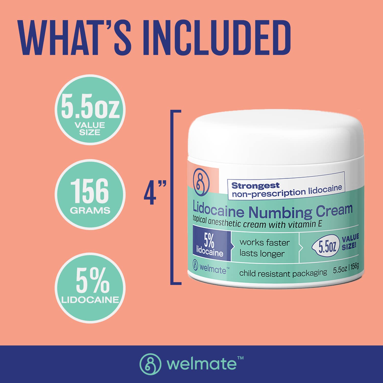 WELMATE | 5% Lidocaine | Numbing Cream Maximum Strength | Topical Anesthetic WELMATE