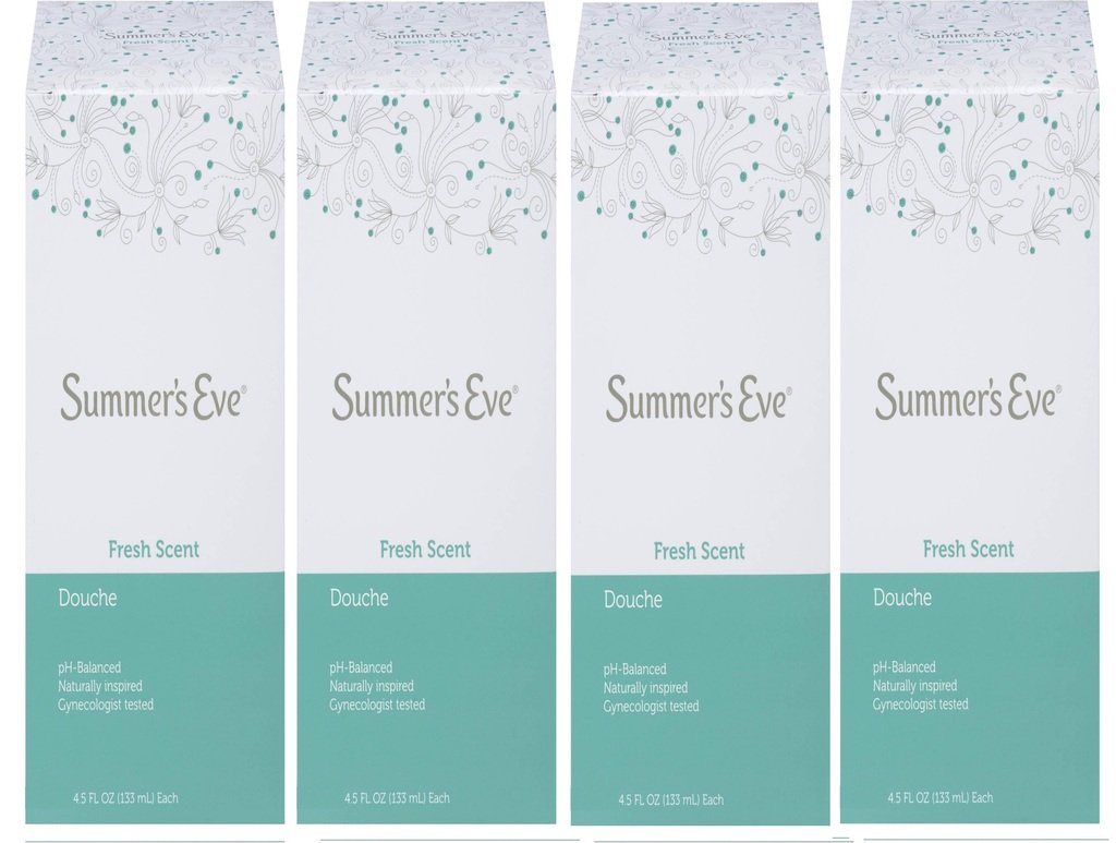 (Pack of 4 Bottles) Summer's Eve Fresh Scent Douche Vinegar & Water, Feminine Wash, 4.5oz Bottles