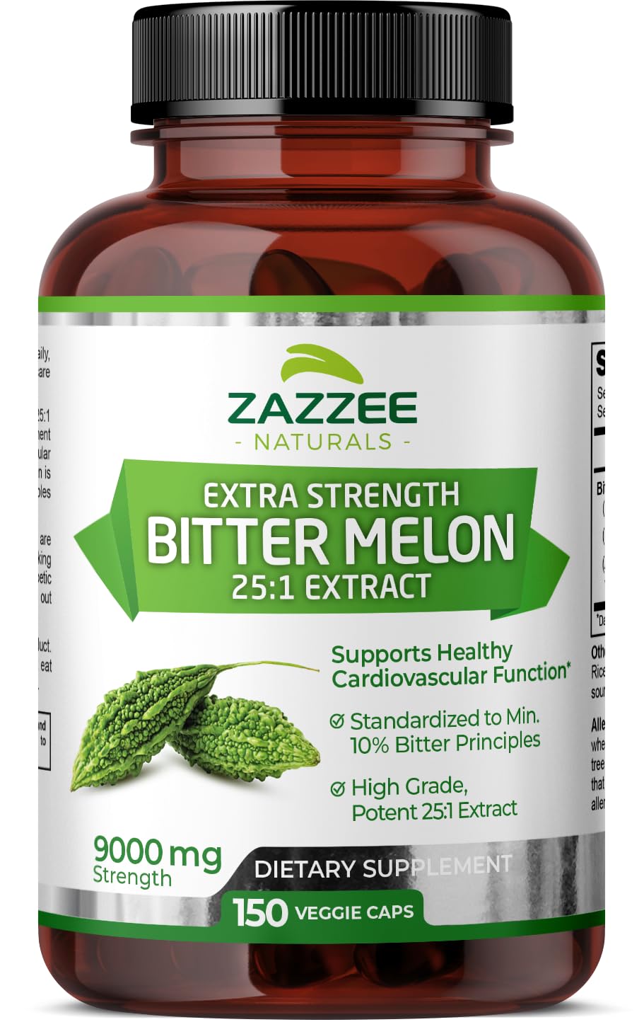 Zazzee Extra Strength Bitter Melon 25:1 Extract, 9000 mg Strength, 10% Bitter Principles