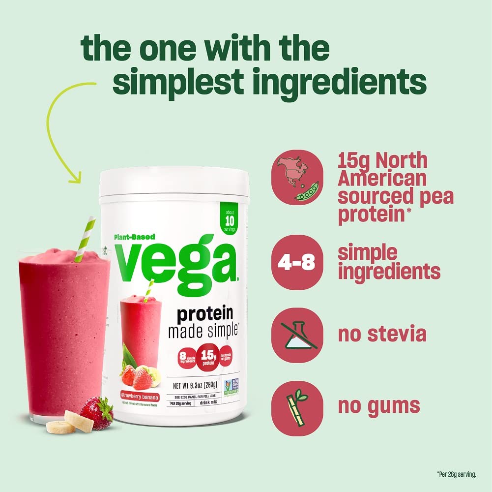 Vega Protein Made Simple, Caramel Toffee - Stevia Free Vegan Protein Powder, Plant Based Vega