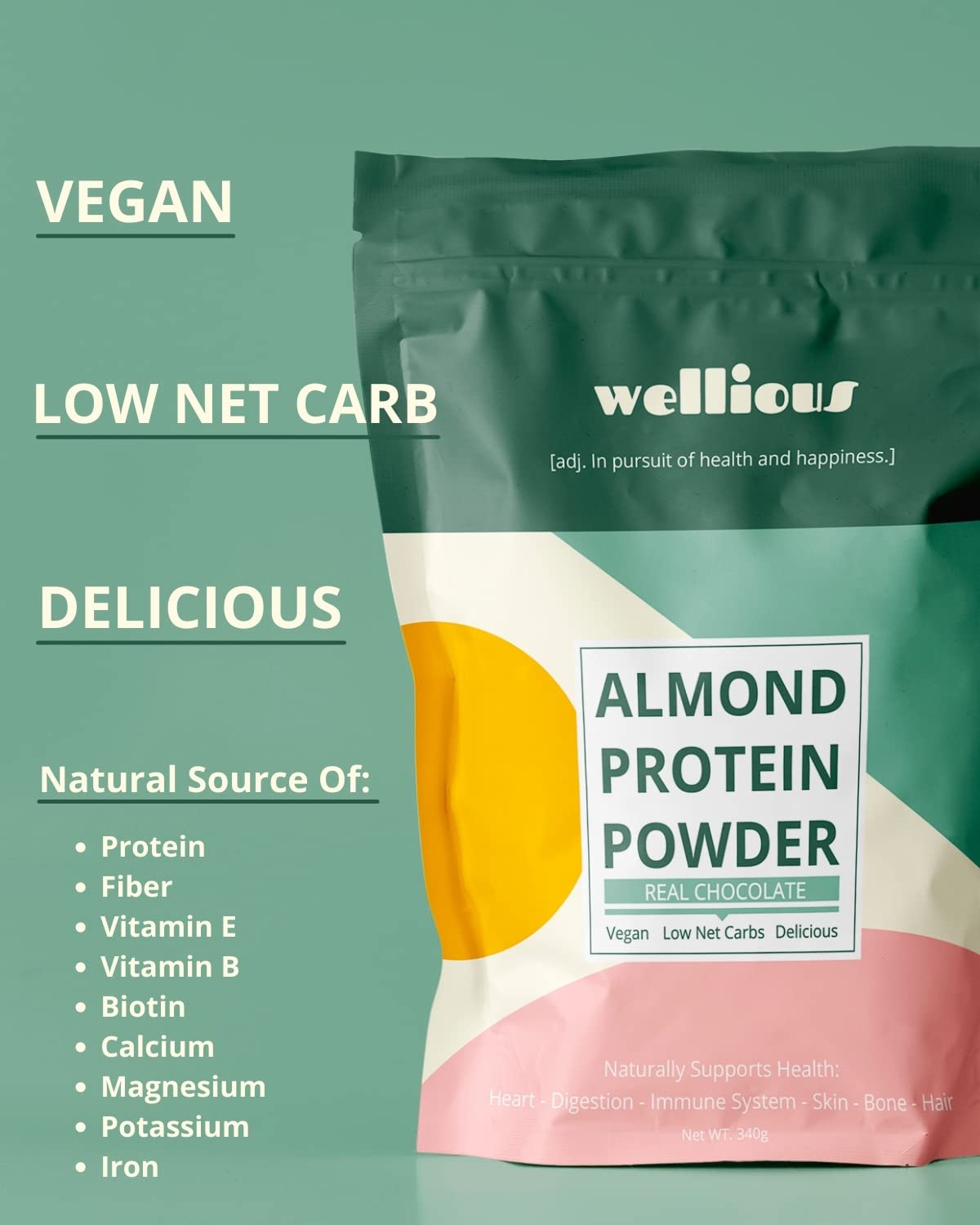 wellious – Clean Vegan Protein Powder – for Gut Health, Plant Based, Keto Friendly, No Sodium wellious
