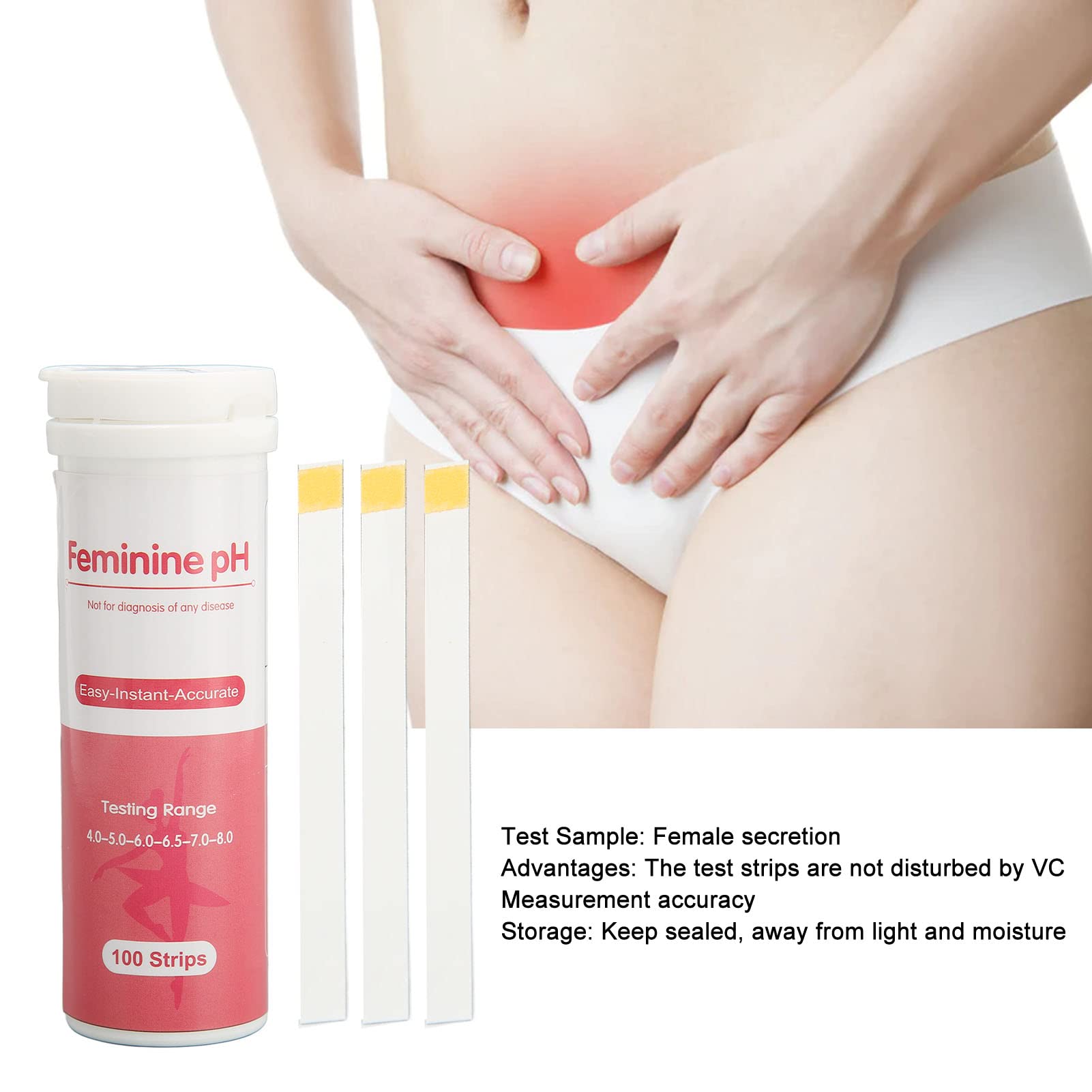 Vaginal Test Strips, 100pcs Vaginal Health PH Test Strips, Disposable Intimate Health Prevent Infection YUYTE