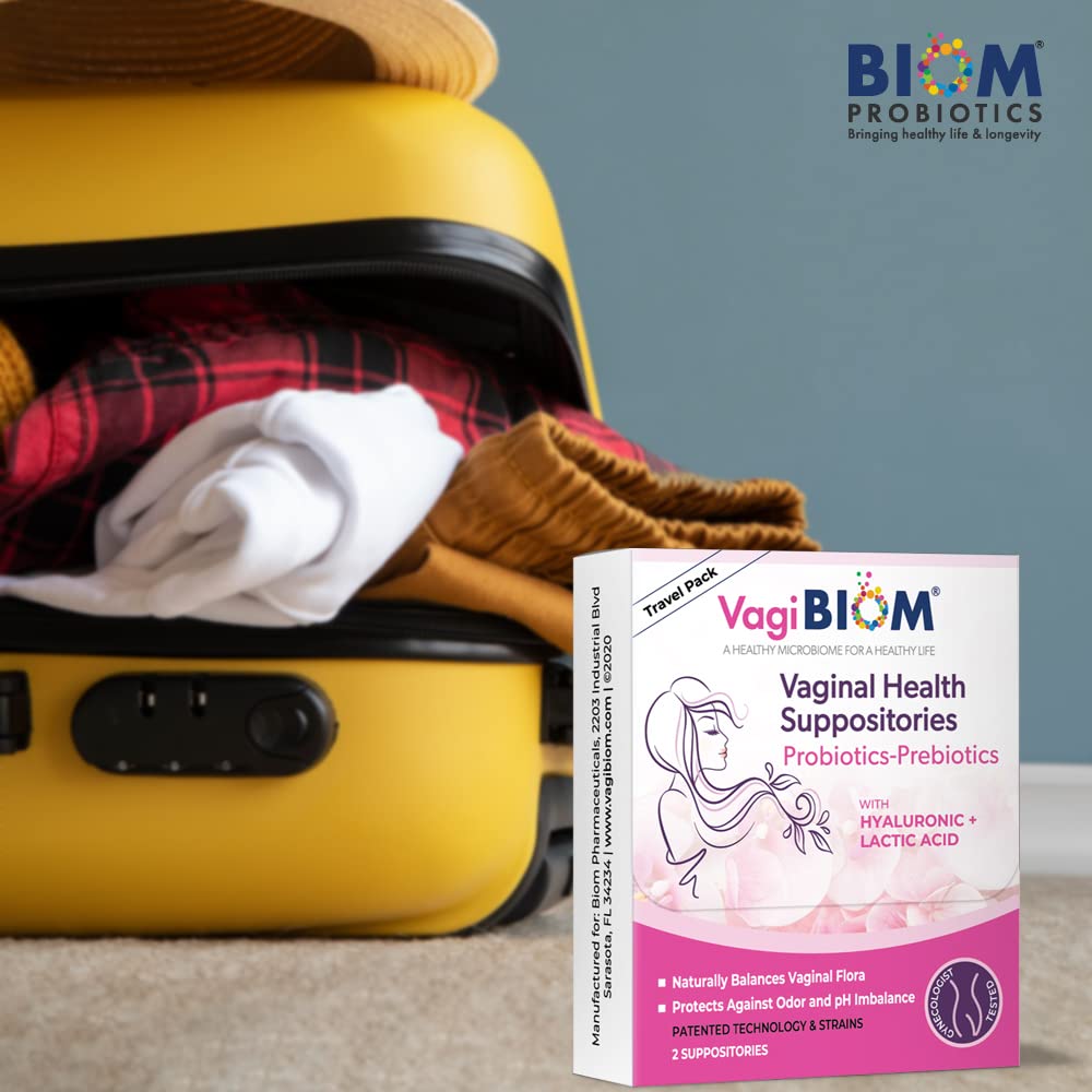 VagiBiom Probioitc Suppository Convenient Travel Pack with 2 Suppositories VagiBiom