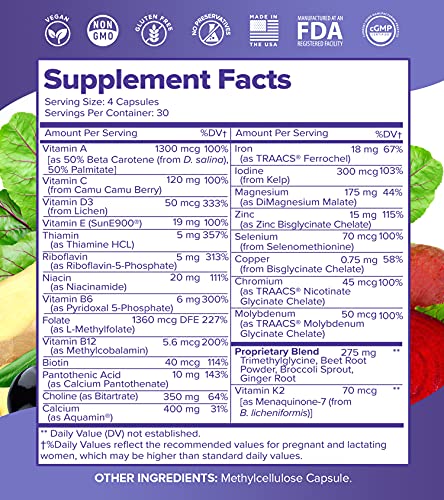 VitaminIQ Whole Food Prenatal Vitamins (120 Capsules) Natural Support for Maternal and Fetal Health VitaminIQ