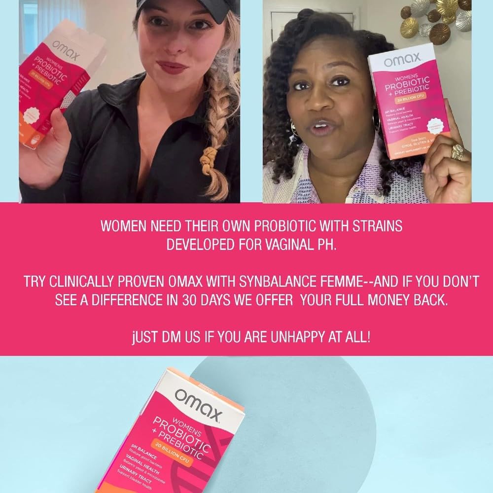 2 Pack Omax Prebiotics & Probiotics for Women, pH Balance, Vaginal Health, Urinary Tract, Yeast Omax3