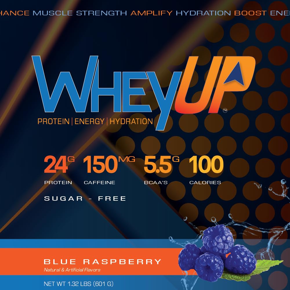 WheyUP Clear Whey Isolate Protein Powder, Blue Raspberry - 150mg Caffeine - 20 Servings WheyUP