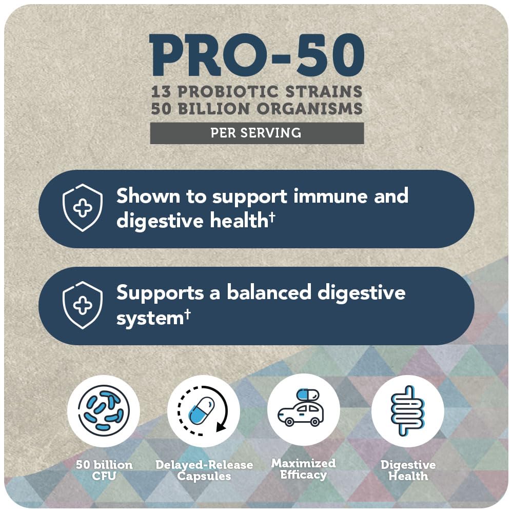 Vitamin Bounty Pro-50 Probiotics - 13 Probiotic Strains, Gut Health, Digestive Health Vitamin Bounty