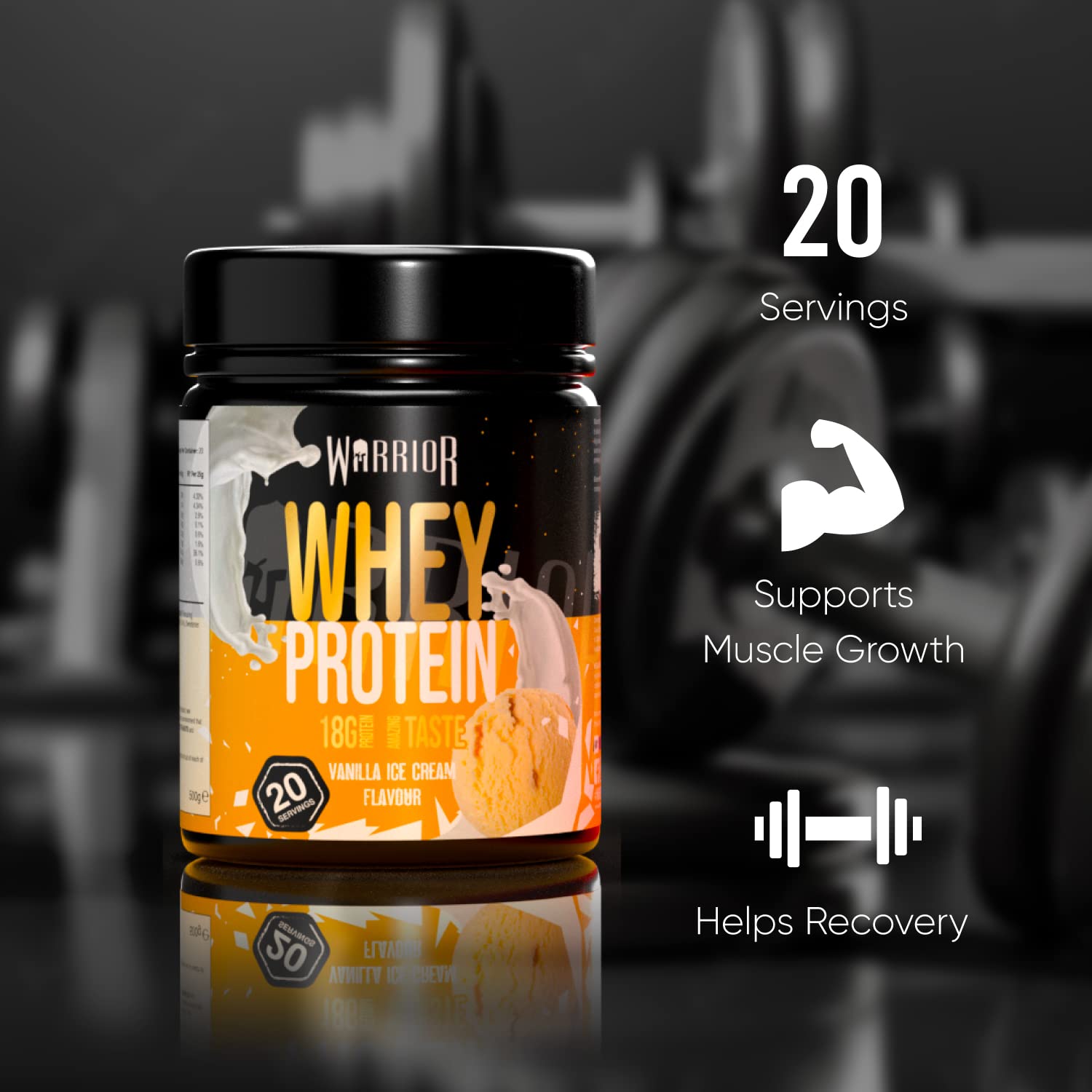 Warrior Whey Protein Powder – Up to 36g* of Protein Per Shake – Low Sugar, and Low Carbs Warrior