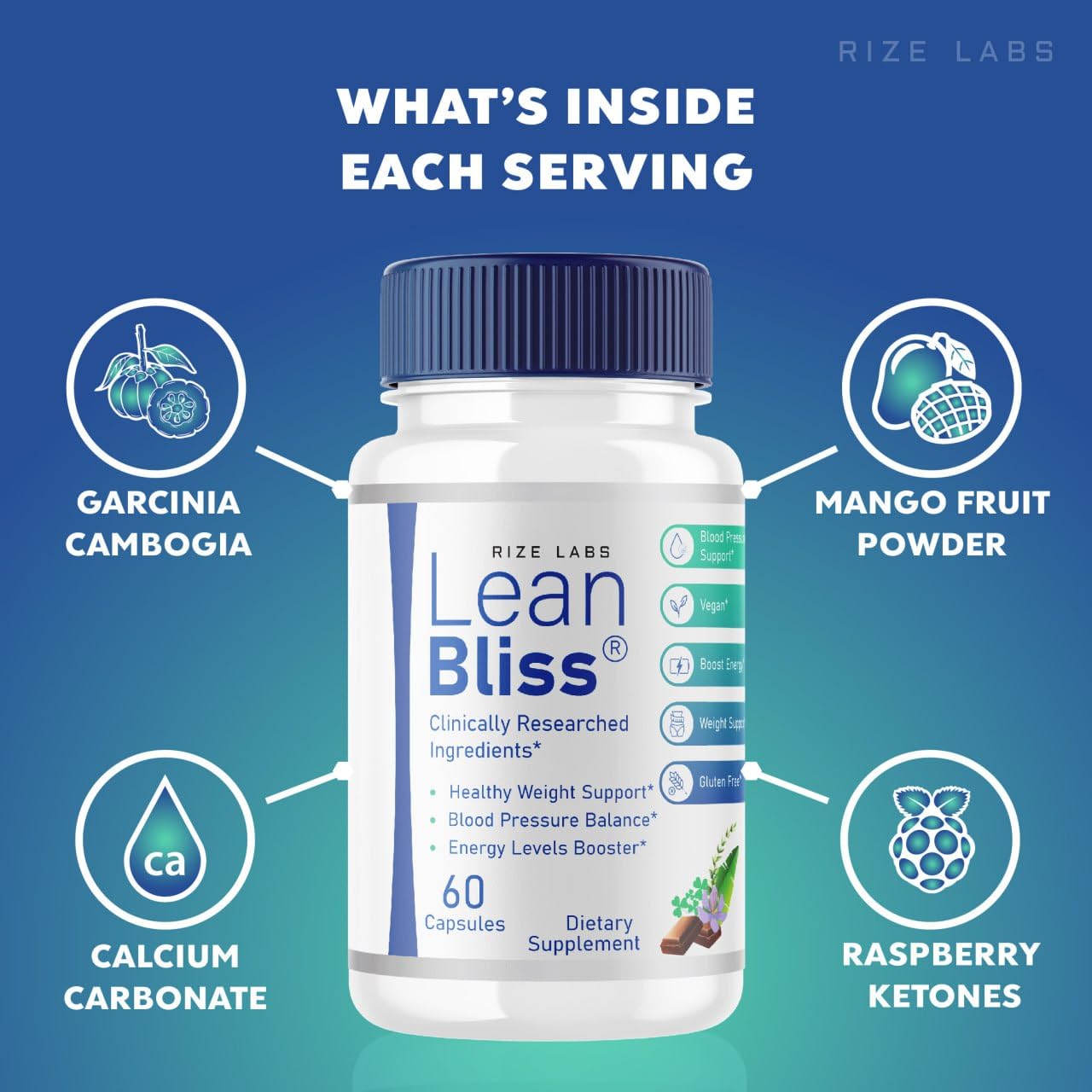 (2 Pack) Lean Bliss Weight Loss Pills, Lean Bliss Fat Burning Formula, LeanBliss Advanced rize labs