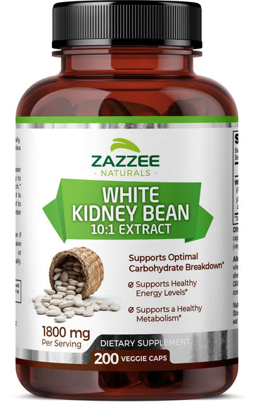 Zazzee White Kidney Bean 10:1 Extract, 18,000 mg Strength, 200 Vegan Capsules, Over 2 Month Supply