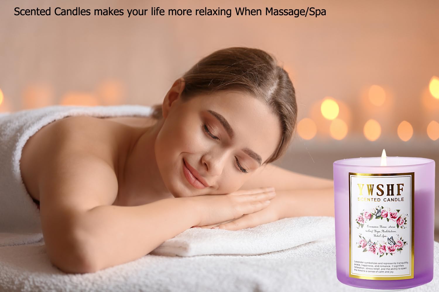 YWSHF Aromatherapy Candles,Scented Candle,Lavender Candle,8.5oz Stree Relief Candles Gift YWSHF