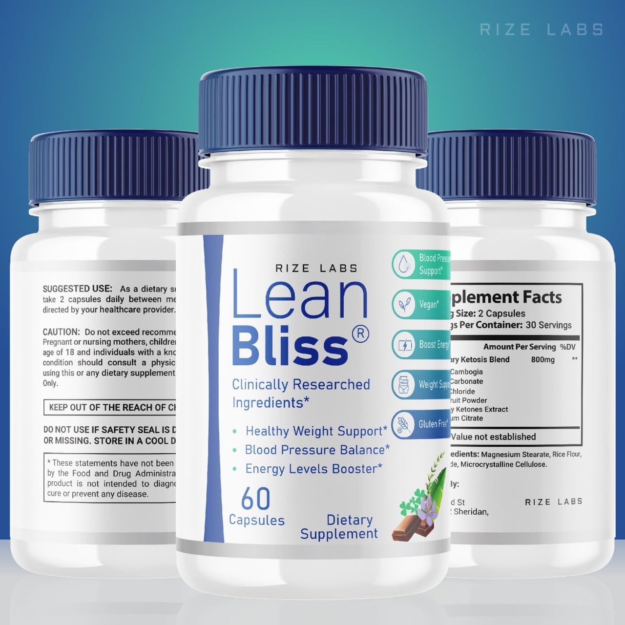 (2 Pack) Lean Bliss Weight Loss Pills, Lean Bliss Fat Burning Formula, LeanBliss Advanced rize labs