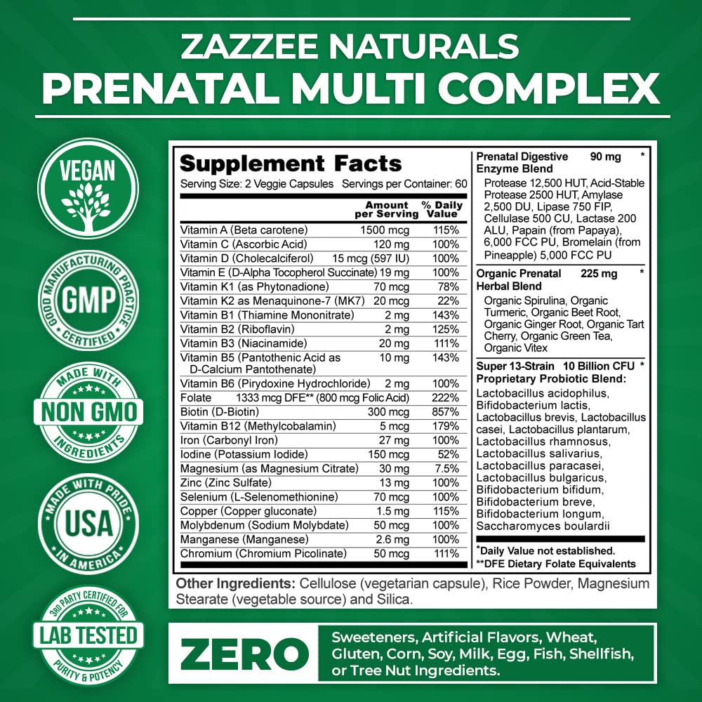 Zazzee Extra Strength Prenatal DHA and Extra Strength Prental Multi Complex Zazzee