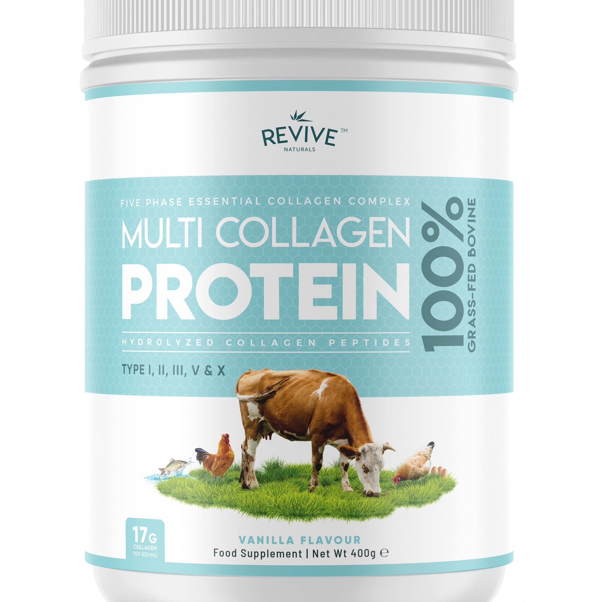 Vanilla Multi Collagen Protein Powder - 400g - Unsweetened - 5 Types of Collagen Peptides