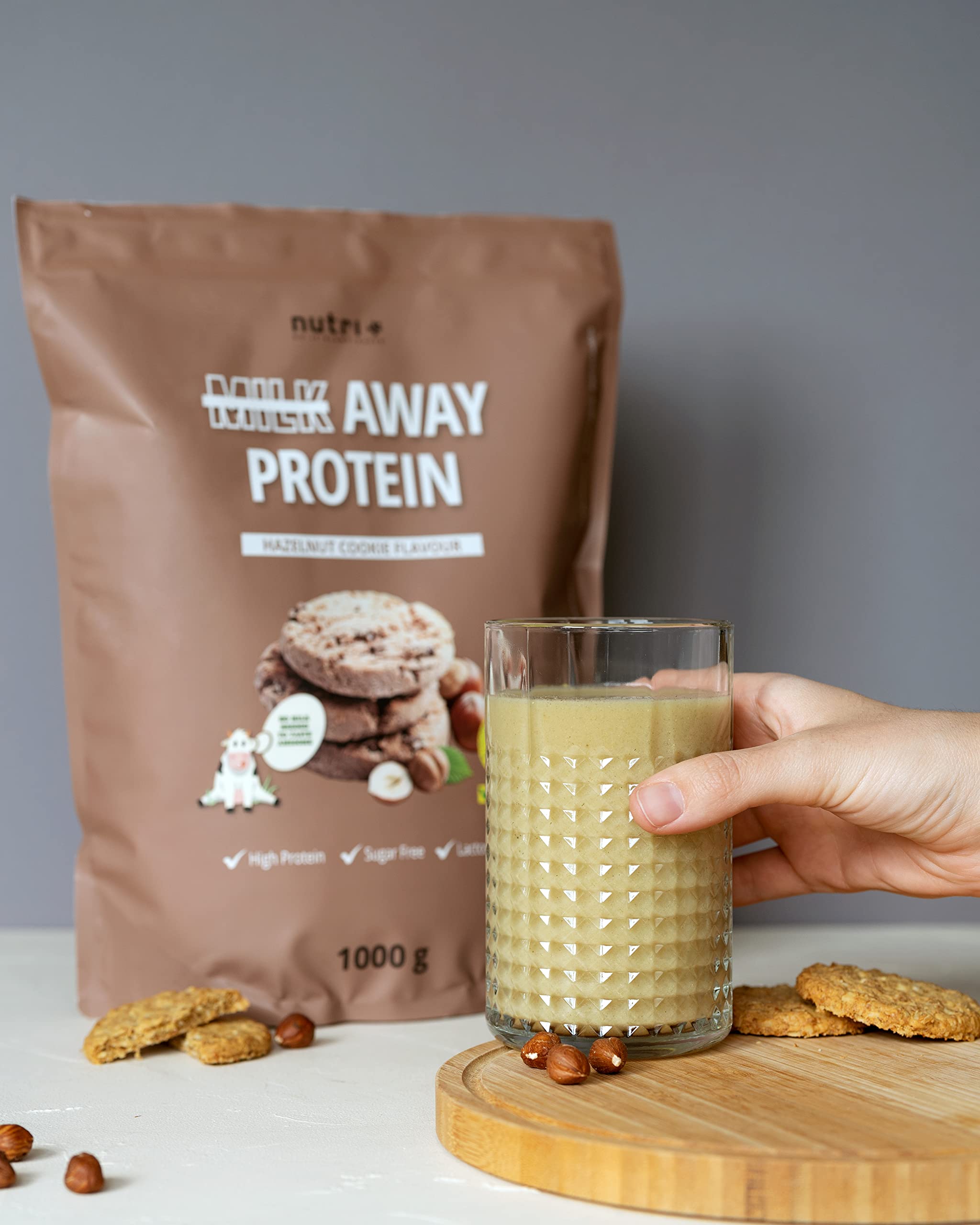 Vegan Protein Powder Hazelnut Cookie - Milk Away Vegan Protein Without Soy 1kg Nutri +