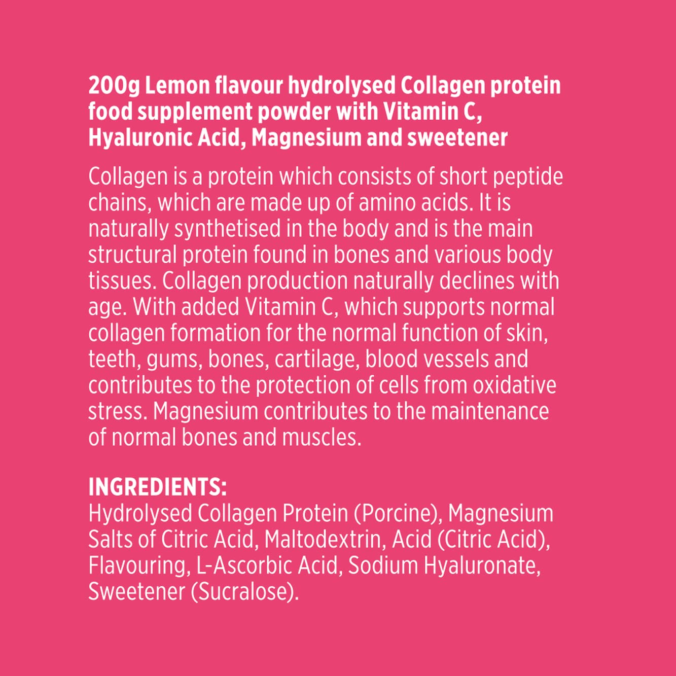 Vitawell Collagen Total Beauty Powder | 200g Lemon Flavour Hydrolysed Collagen Powder Vitawell