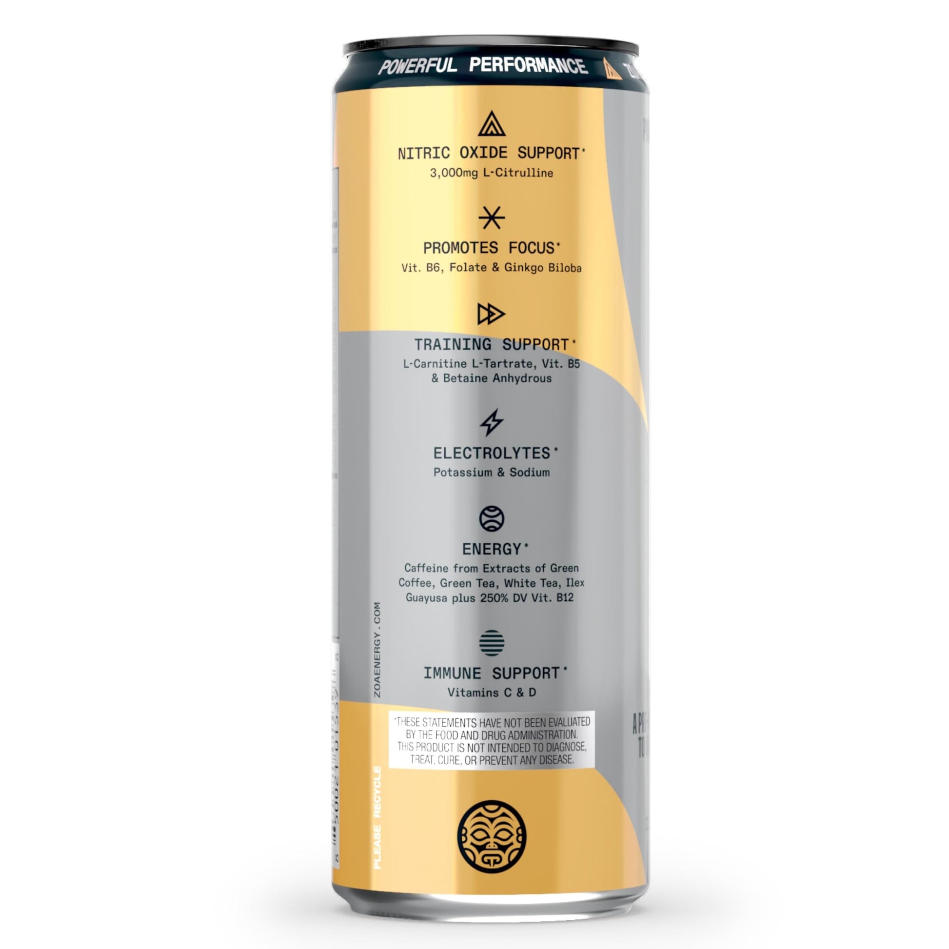 ZOA+ Pre-Workout Sugar-Free Energy Drink, Pineapple Passionfruit - Zero Sugar ZOA