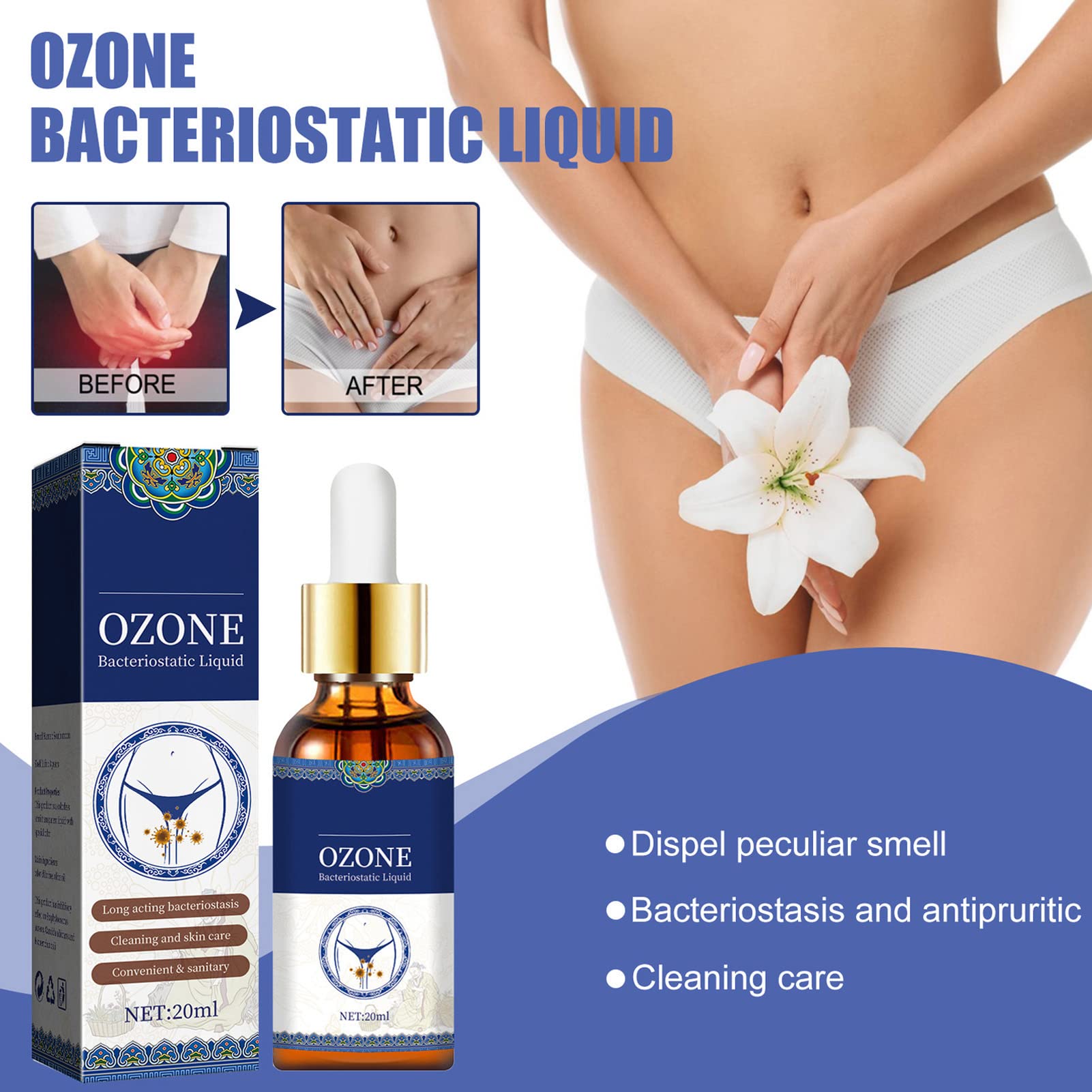 Women Private Part Cleanser,2pcs 20ml Women Private Part Care Liquid Odor Removal Balance PH Ymiko