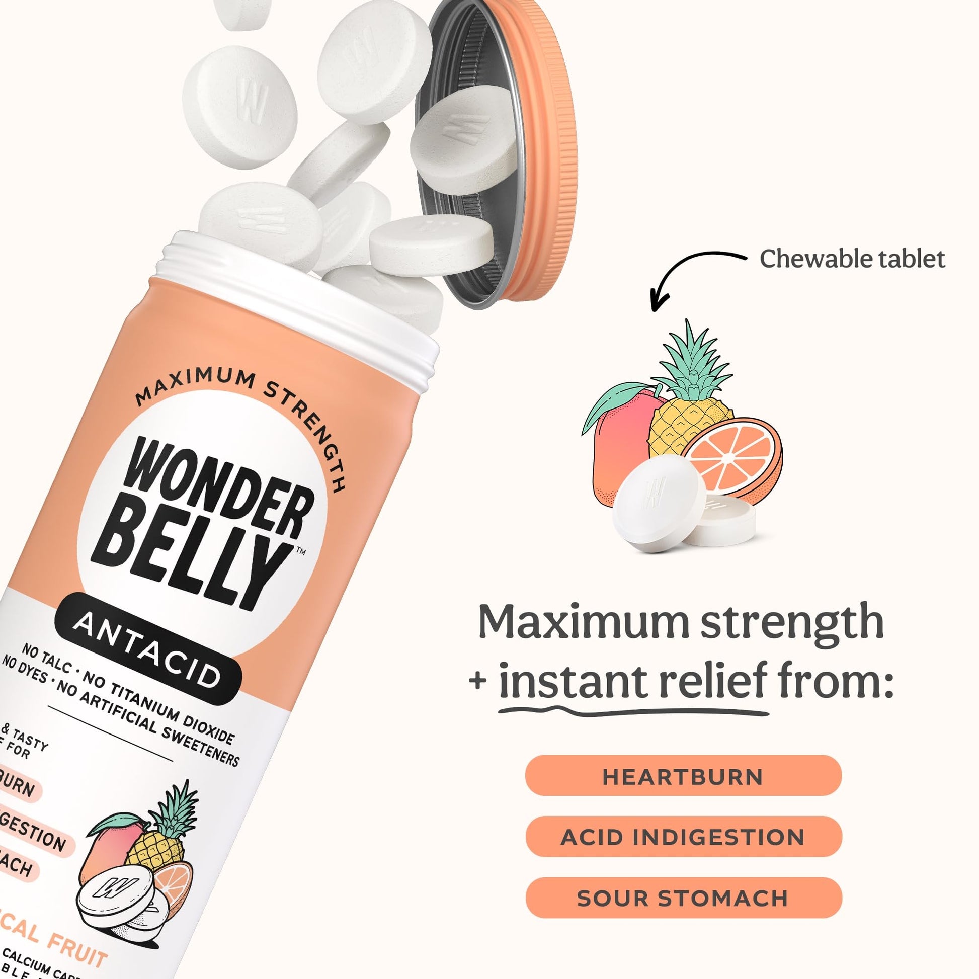 Wonderbelly Antacid, Effective Heartburn and Instant Acid Indigestion Relief, Maximum Wonderbelly