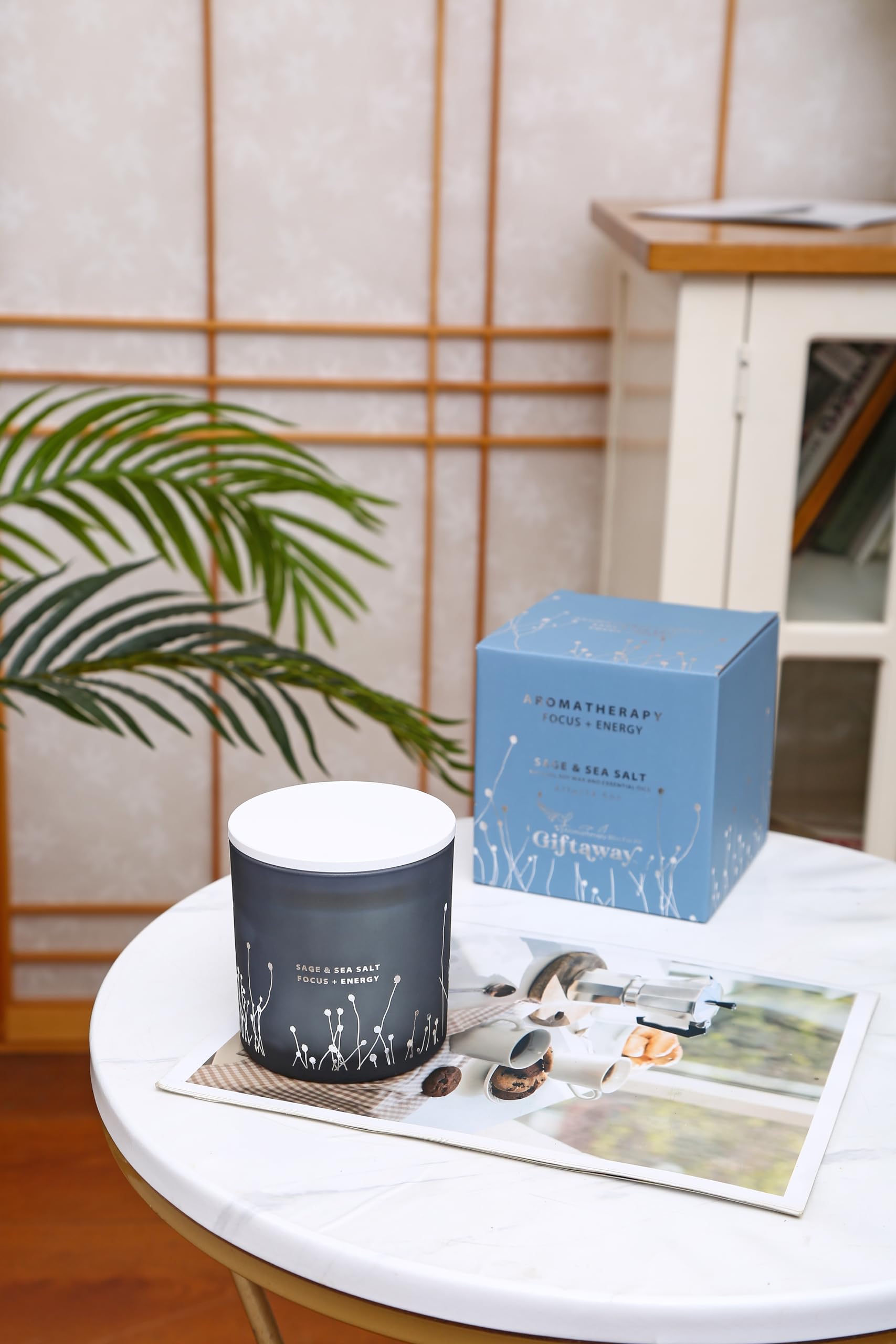 White Sage Sea Salt 3 Wick Candle 14.5 oz | Sage Candles for Cleansing House | Large Soy Candles GIFTAWAY