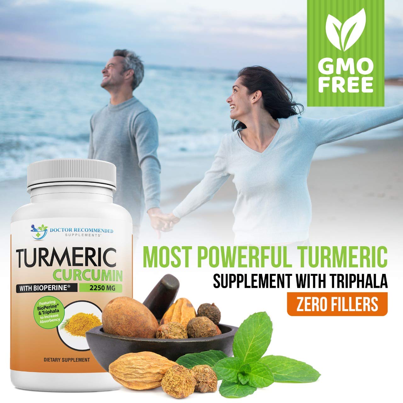 Turmeric Curcumin - 2250mg/d - Veggie Caps - 95% Curcuminoids with Black Pepper