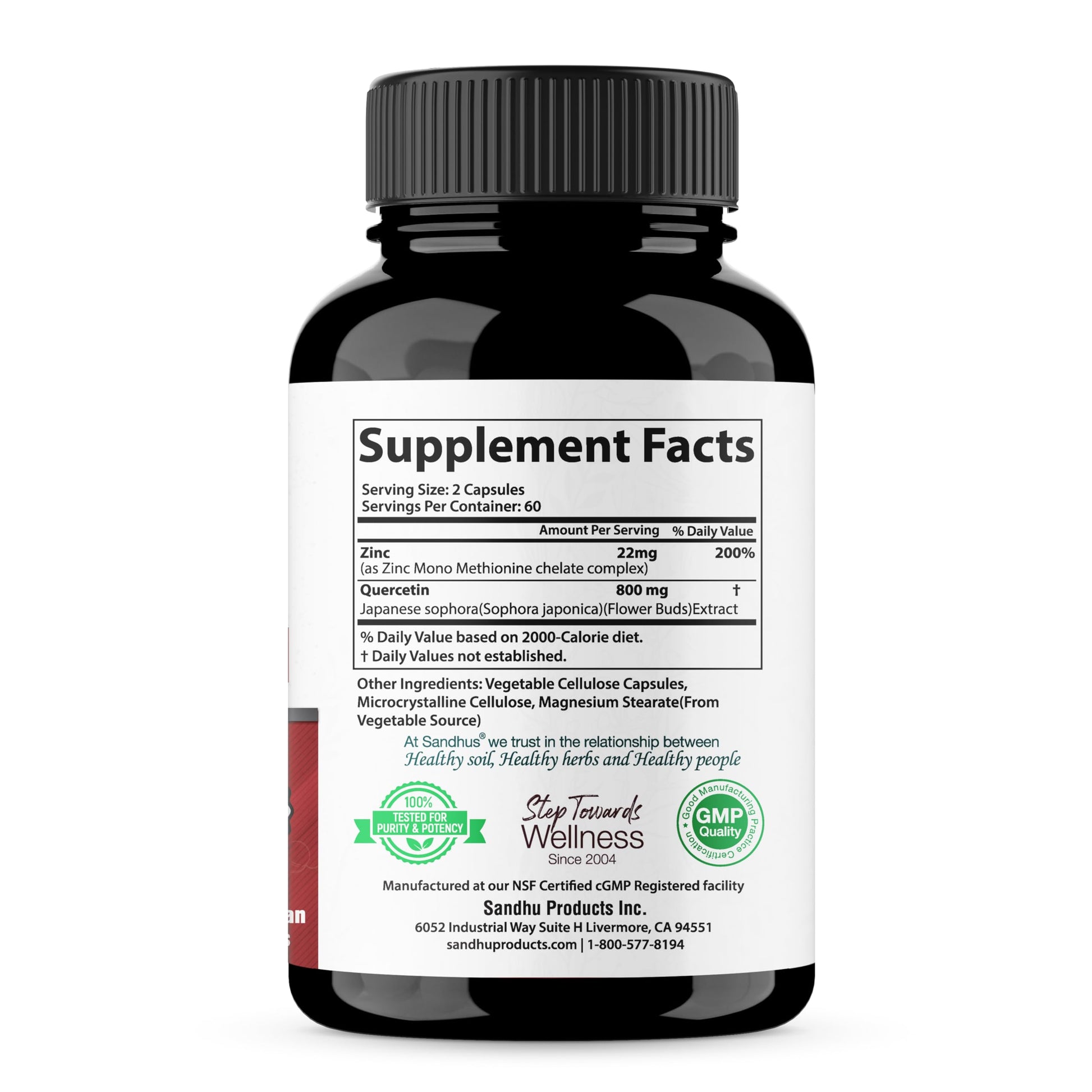 Zinc Quercetin Vegetarian Capsules 120 Ct- (2 Pack) Sandhu's