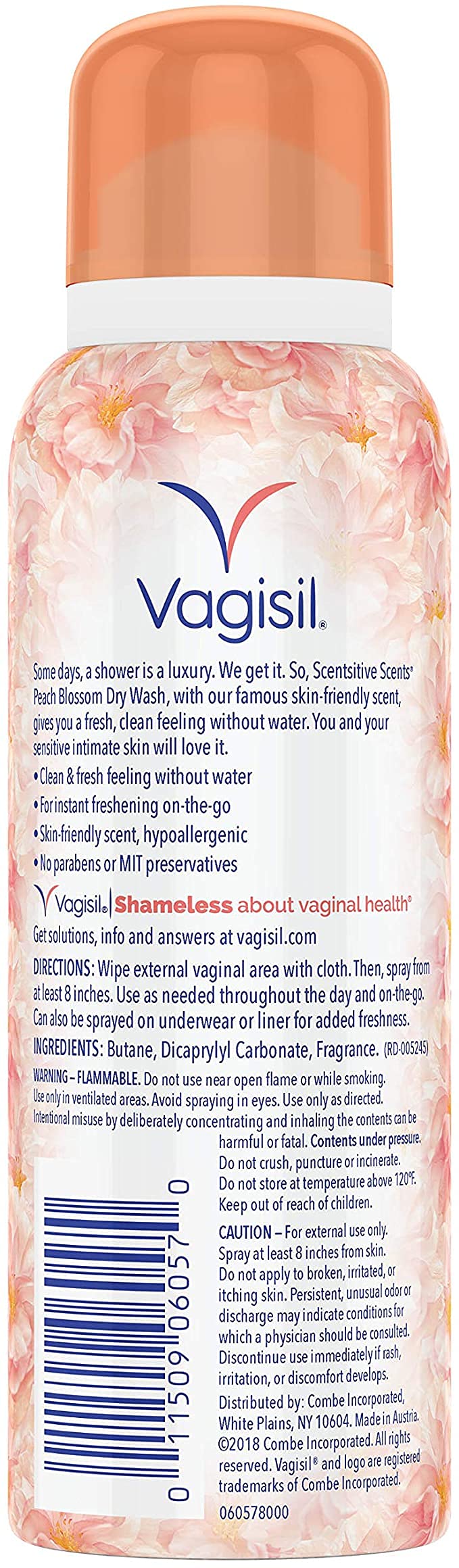 Vagisil Scentsitive Scents Feminine Dry Wash Deodorant Spray for Women, Gynecologist Tested Vagisil