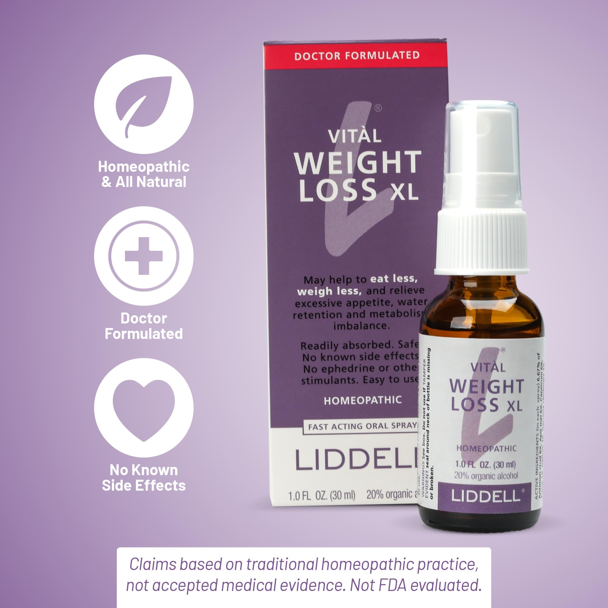 VITL Weight Loss XL Liddell Homeopathic 1 oz Liquid Liddell