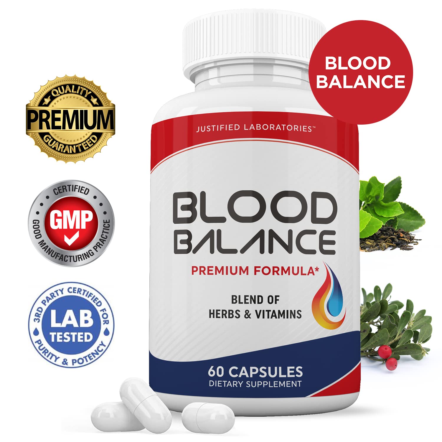 (3 Pack) Blood Balance Advanced Formula 620MG Supplement Pills 180 Capsules Justified Laboratories