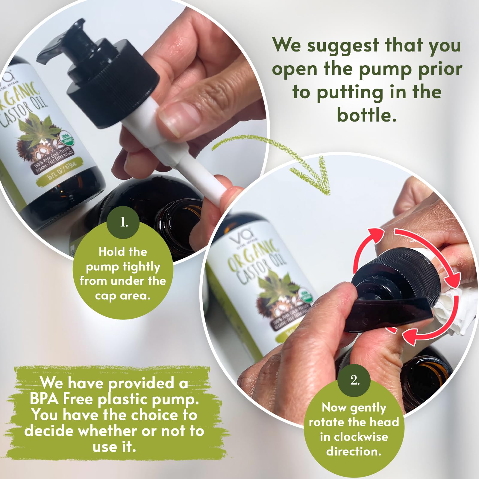 VITAL AFFAIR Castor Oil Organic Cold Pressed Unrefined Glass Bottle- USDA Certified Organic Castor Oil VITAL AFFAIR