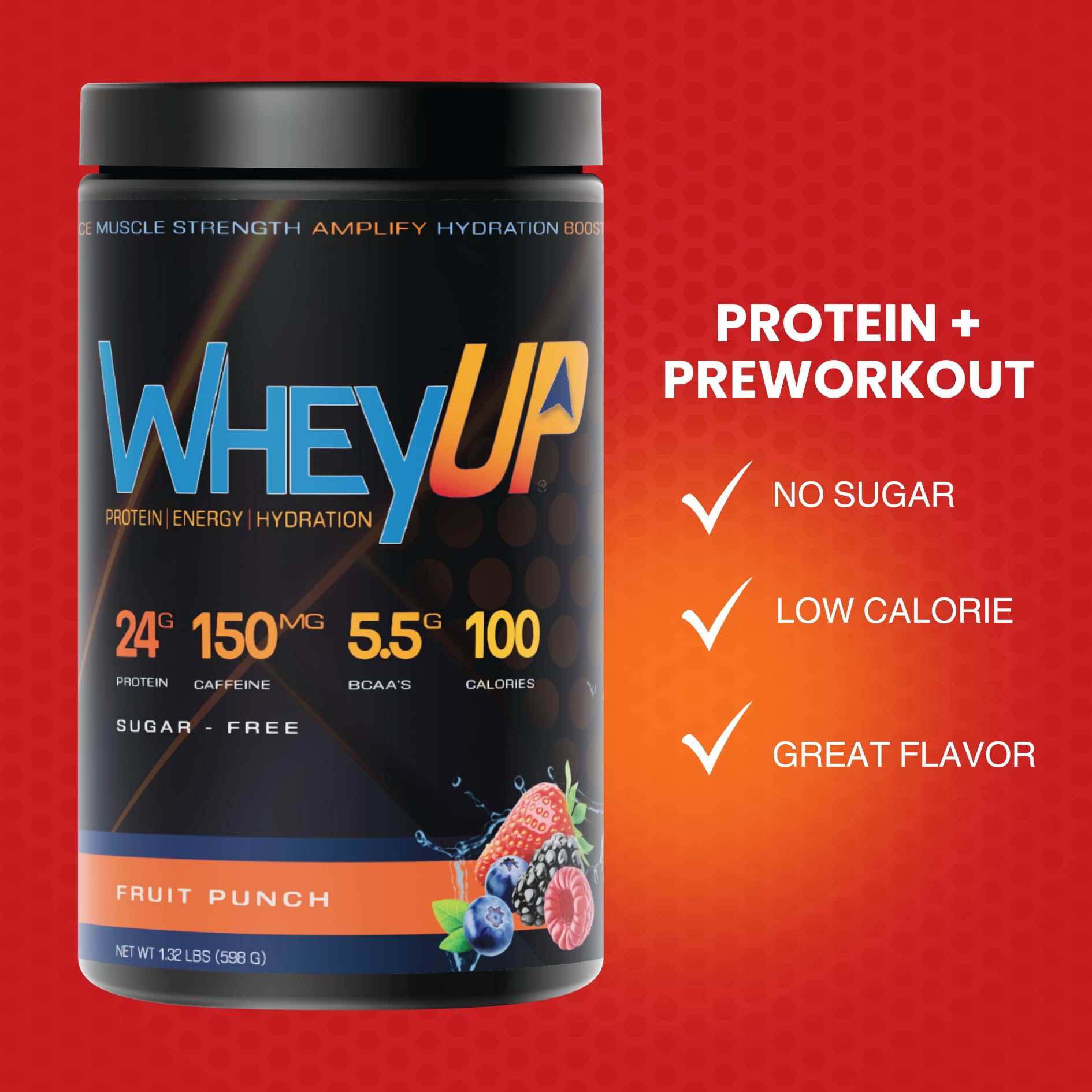 WheyUP Clear Whey Isolate Protein Powder, Blue Raspberry - 150mg Caffeine - 20 Servings WheyUP