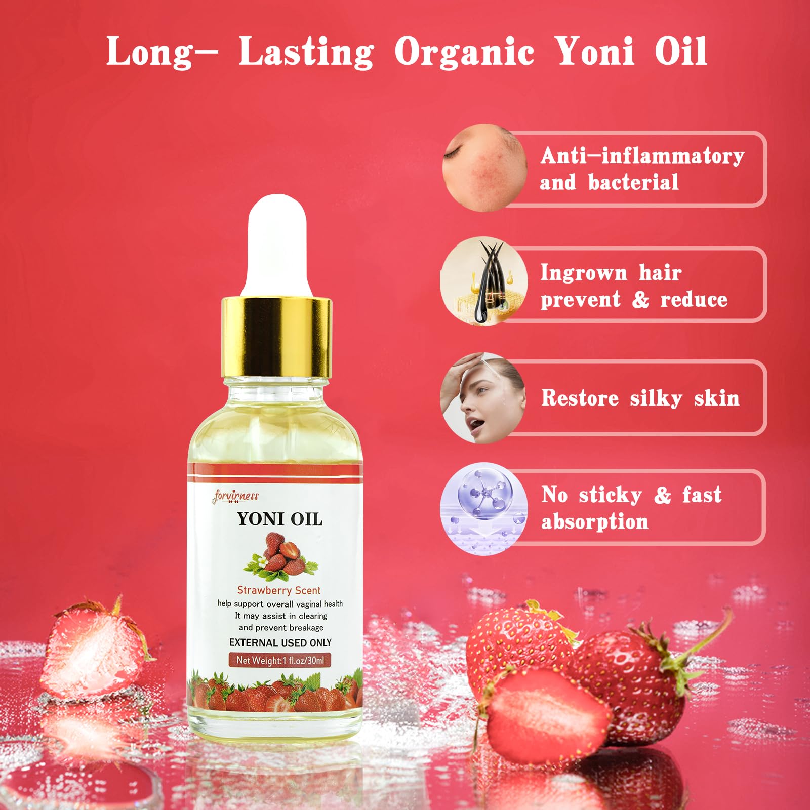 Yoni Wash Yoni Oil Yoni Bar Soap for Women PH Balance, Strawberry Body Oil, Feminine Wash forvirness