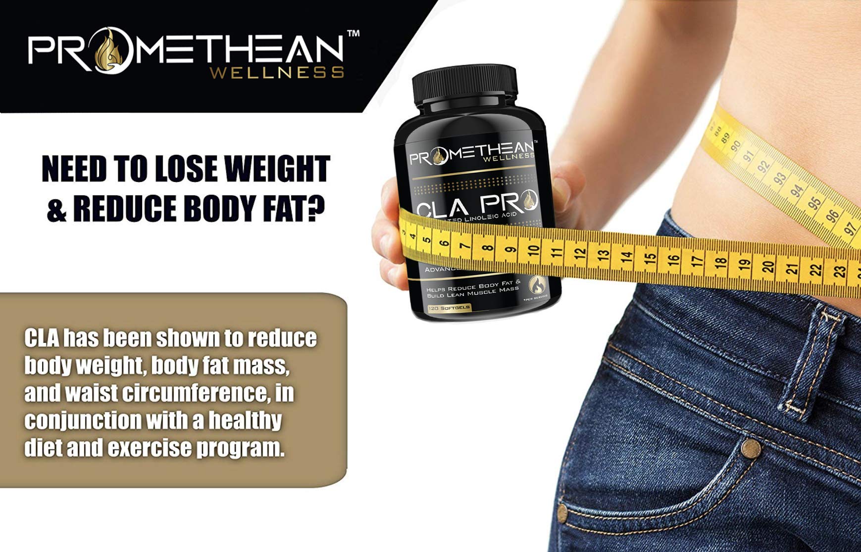 Vegan CLA Pro 2000 mg Pure Premium CLA Safflower Oil Conjugated Linoleic Acid Best Promethean Wellness